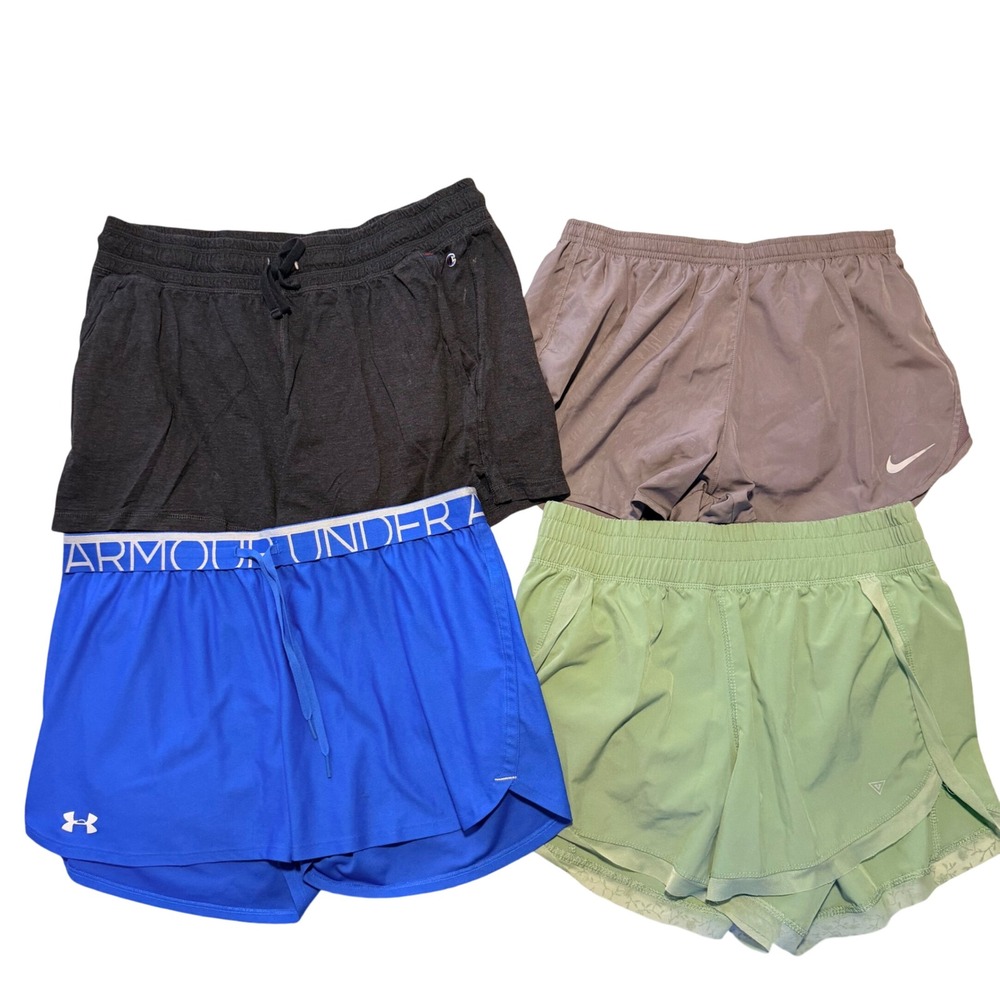 Bundle of 4 Nike Under Armour YOGASMOGA Athletic Shorts Womens Large Blue Green